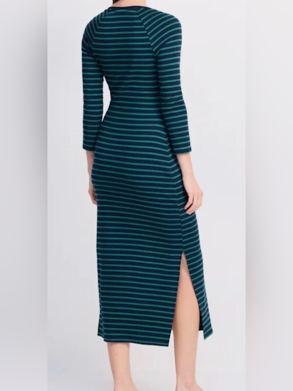 New! Gilli Striped Long Sleeve Midaxi Dress - Green & Navy Blue Size XL